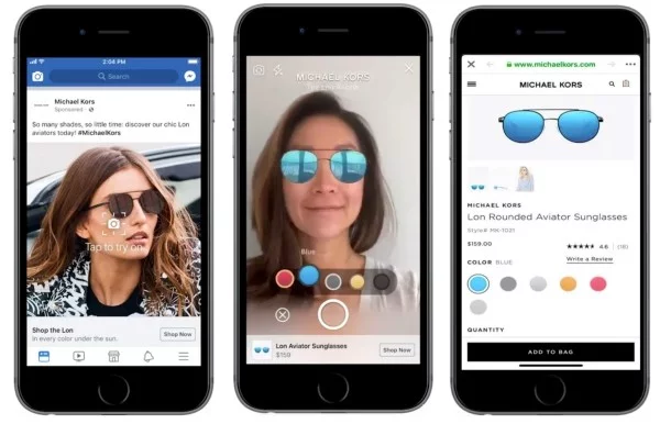 Facebook führt interaktive Anzeigen ein brillen und accessoires anprobieren
