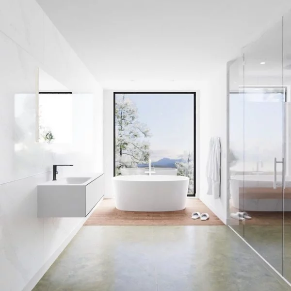 Freihängender Waschtisch mit Unterschrank für ein stilvolles Badezimmer bad minimalistisch schick