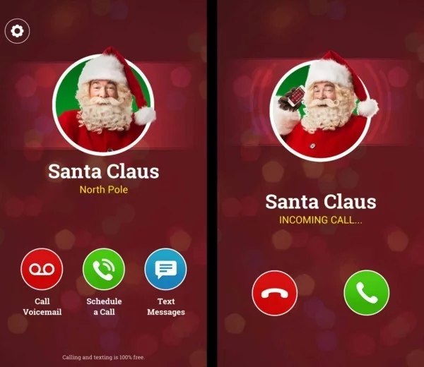 Den Weihnachtsmann anrufen Anruf von Santa Klaus annehmen