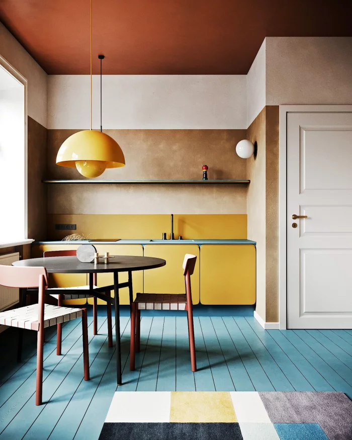 Mehr Farbe im Interieur richtige Farbwahl Beige Gelb Braun Weiß ein ruhig wirkender Küchenraum